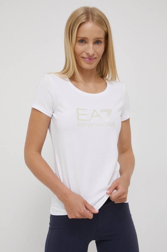 EA7 Emporio Armani - T-shirt 8NTT63.TJ12Z z elastanem biały 8NTT63.TJ12Z