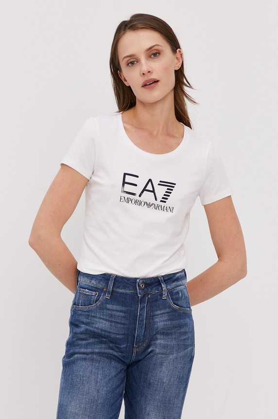EA7 Emporio Armani - T-shirt 8NTT63.TJ12Z z elastanem biały 8NTT63.TJ12Z