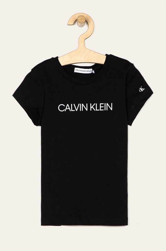 Calvin Klein Jeans otroška majica 104-176 cm Okrogel črna IG0IG00380