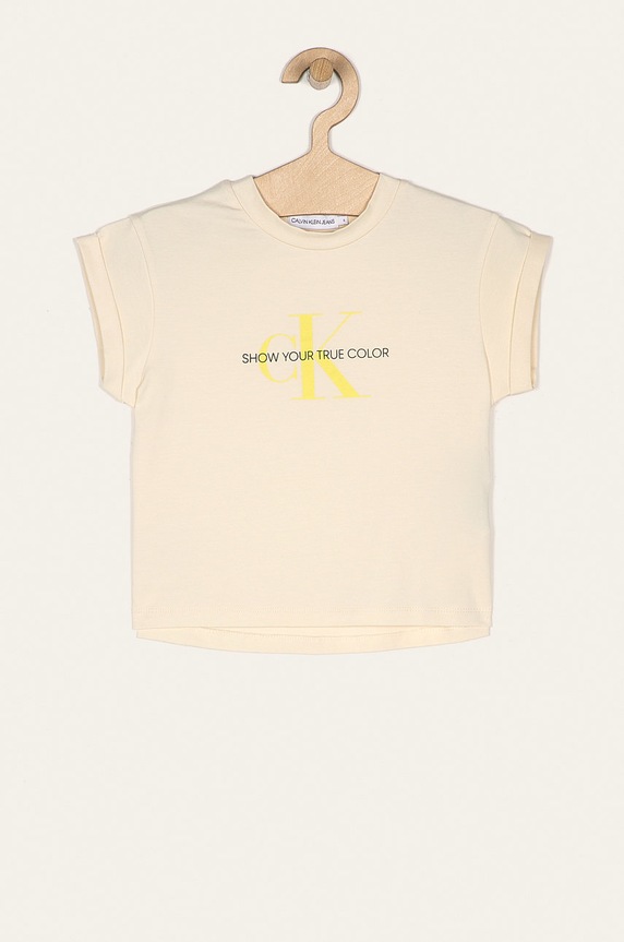 Calvin Klein Jeans - T-shirt dziecięcy 104-176 cm IG0IG00522 z elastanem beżowy IG0IG00522