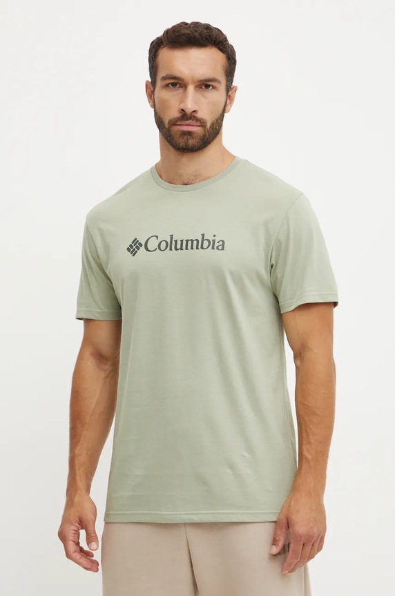 Columbia t-shirt CSC Basic Logo nadruk zielony 1680053.