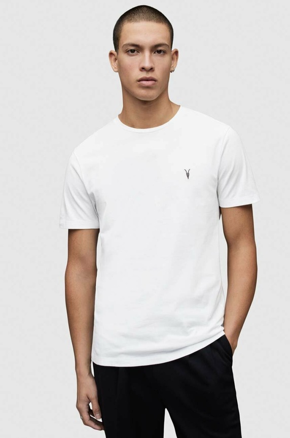AllSaints tricou din bumbac uni alb MD131G
