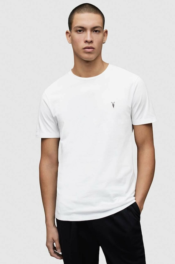 AllSaints tricou din bumbac uni alb MD131G