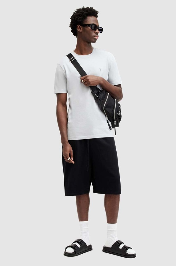 Βαμβακερό μπλουζάκι AllSaints BRACE SS CREW MD131G γκρί