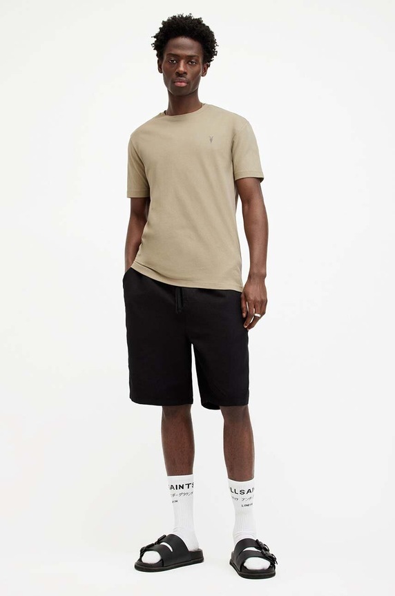 AllSaints t-shirt bawełniany BRACE SS CREW brązowy MD131G