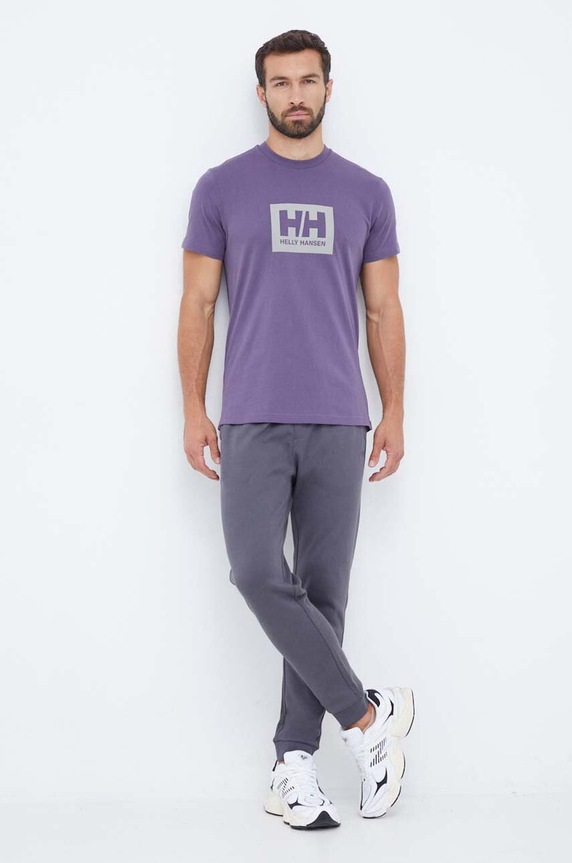 Βαμβακερό μπλουζάκι Helly Hansen TOKYO μωβ 53285