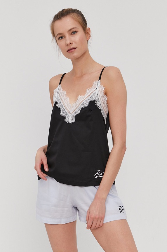 Top πιτζάμας Karl Lagerfeld ύφασμα μαύρο 211W2123