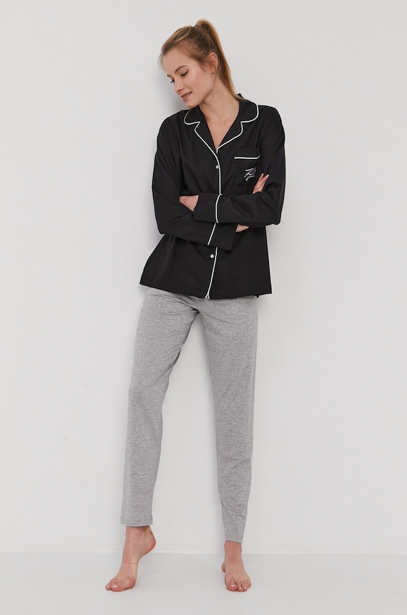 Karl Lagerfeld Koszula piżamowa 211W2122 211W2122 czarny SS21