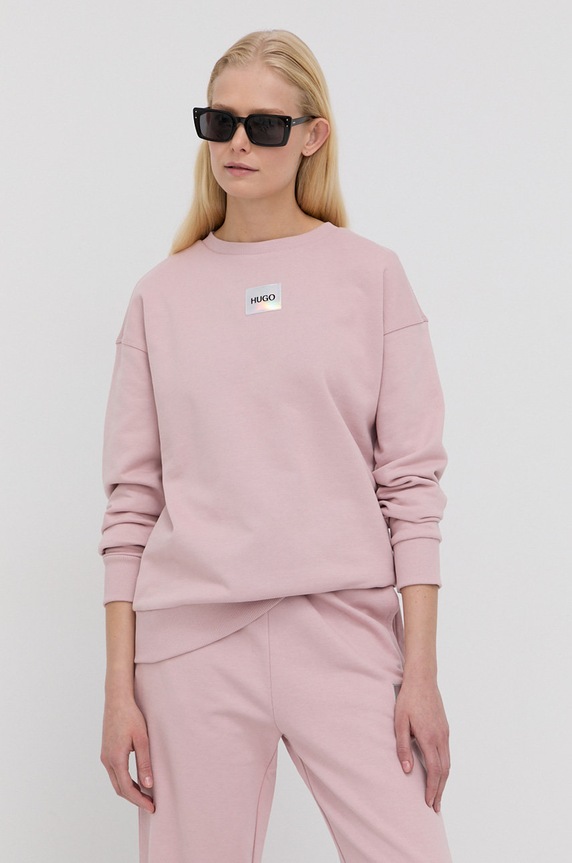 HUGO bluza bawełniana 50455971 bawełna różowy 50455971