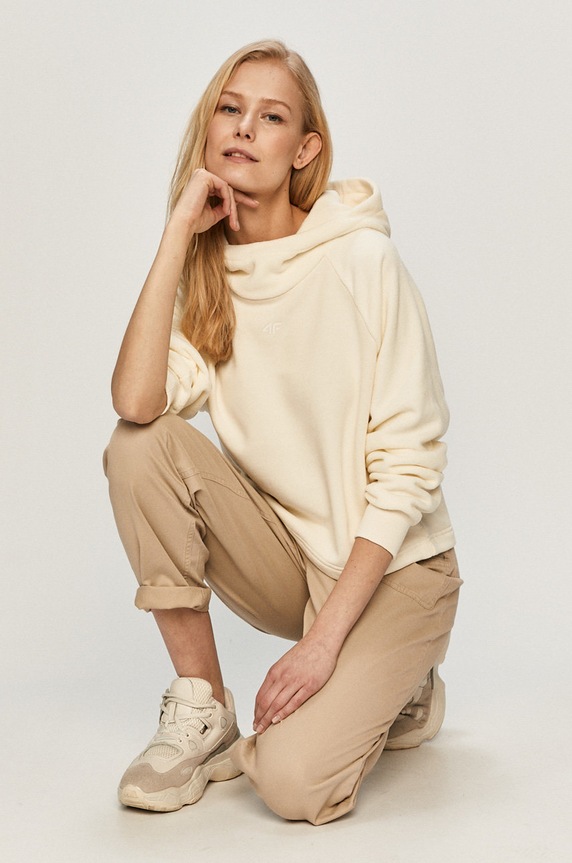 4F - Bluza z kapturem beżowy D4Z20.BLD241