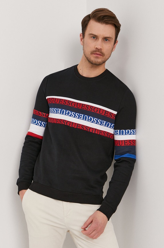 Guess Hanorac de bumbac print negru M1RQ53.KAD61