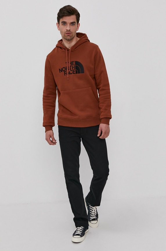 Bavlnená mikina The North Face NF00AHJYBJ61 hnedá SS21