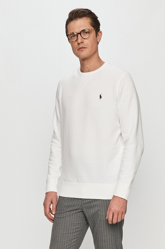 Bavlněná mikina Polo Ralph Lauren hladký bílá 710766772009