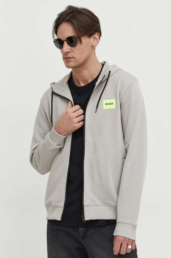 HUGO bluza bawełniana Daple212 z kapturem beżowy 50447972