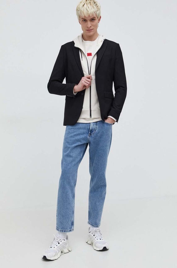 HUGO bluza bawełniana Daple212 50447972 beżowy AW25
