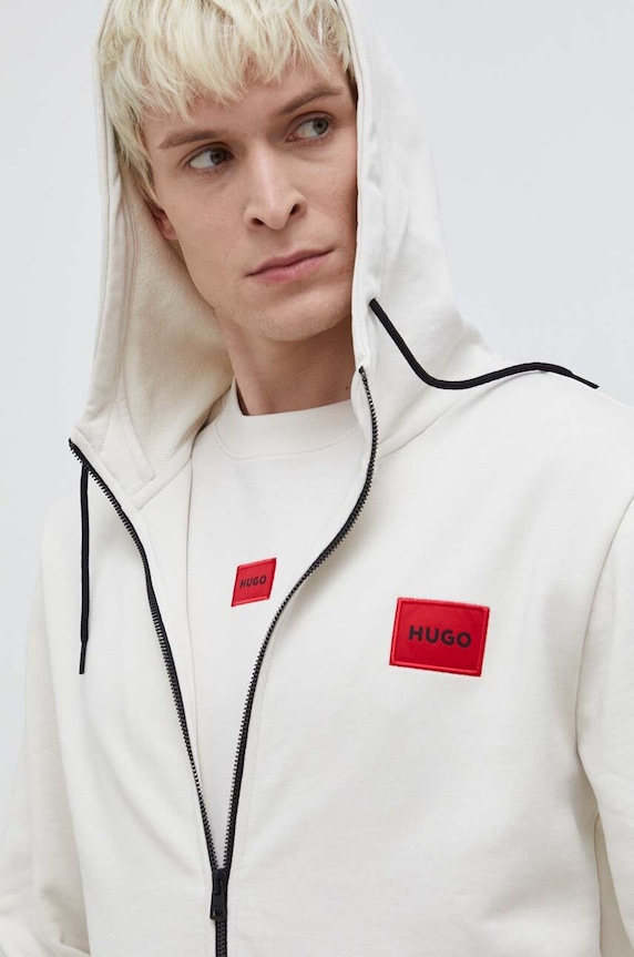 HUGO bluza bawełniana Daple212 beżowy 50447972