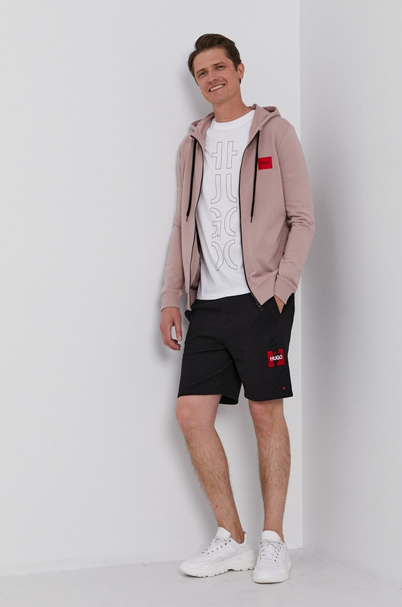 HUGO bluza bawełniana Daple212 50447972 różowy AW25