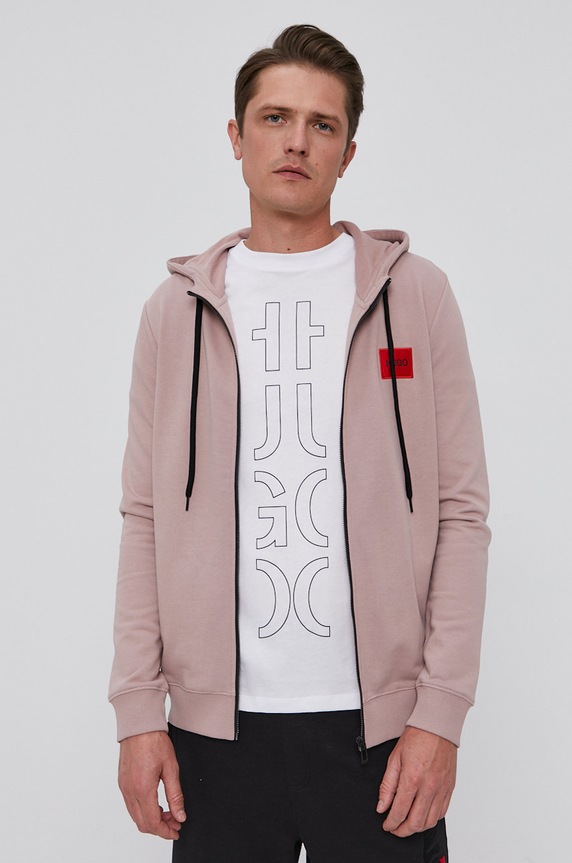 HUGO bluza bawełniana Daple212 różowy 50447972