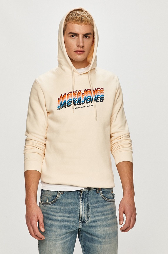 Mikina Jack & Jones s kapucňou béžová 12186385