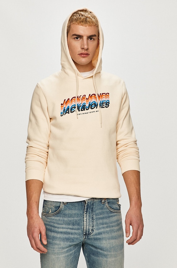 Mikina Jack & Jones s kapucňou béžová 12186385