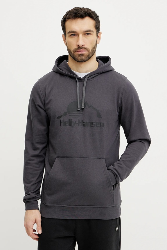 Helly Hansen μπλούζα με κουκούλα γκρί 62975