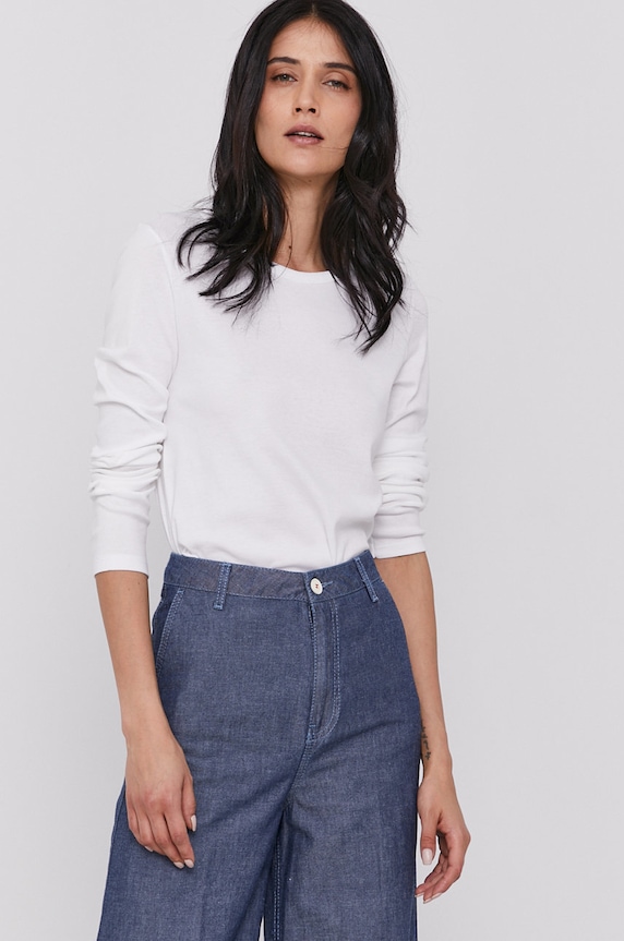 Tričko s dlouhým rukávem United Colors of Benetton kulatý bílá 3GA2E16F9.101
