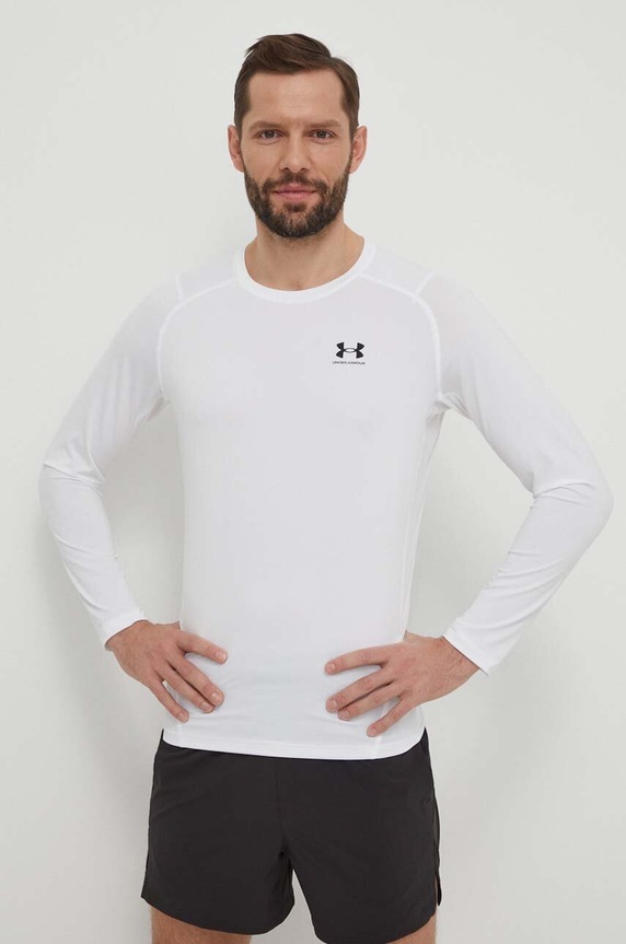 Tréninkové tričko s dlouhým rukávem Under Armour s elastanem bílá 1361524