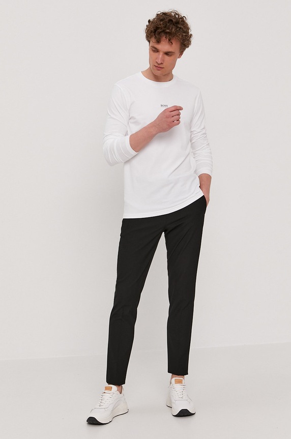 Tričko s dlouhým rukávem Boss Casual 50427455 bílá SS21