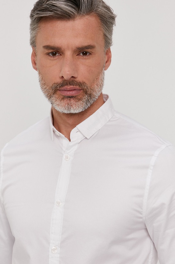 Armani Exchange - Bavlnená košeľa slim biela 3KZC14.ZNAUZ