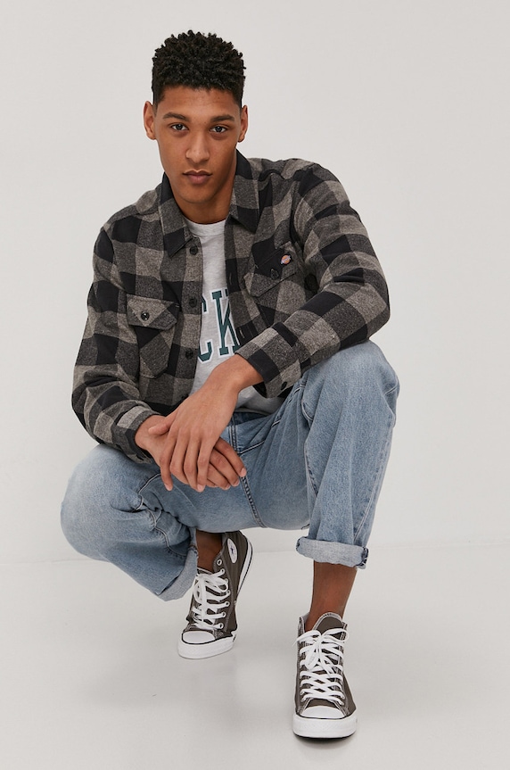 Pamučna košulja Dickies DK0A4XDZGYM siva