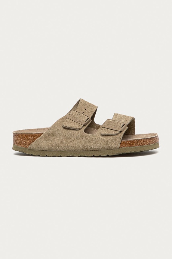 Birkenstock - Παντόφλες σουέτ Arizona φλατ πράσινο 1019088