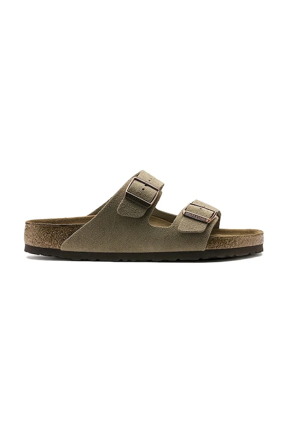 Birkenstock papuci din piele Arizona plat bej 951303