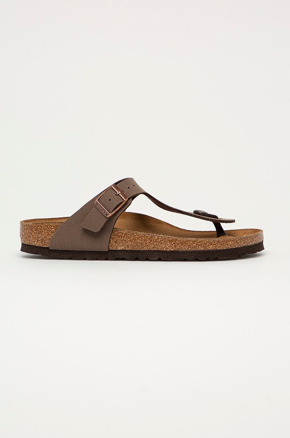 Birkenstock japonki Gizeh imitacja skóry licowej brązowy 43753.Gizeh