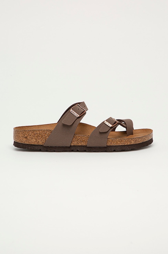 Birkenstock papuci Mayari imitatie de piele maro 71063