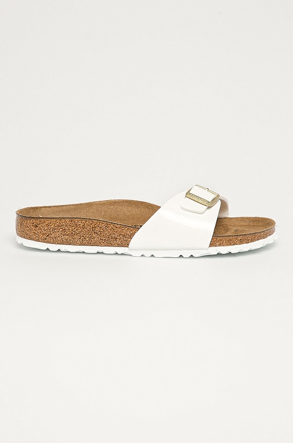 Pantofle Birkenstock Madrid imitace lakované kůže bílá 1005310