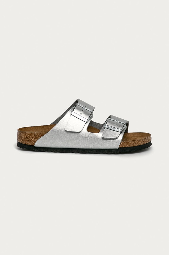 Birkenstock papuci Arizona imitatie de piele argintiu 1012283