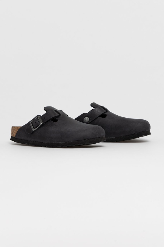 Birkenstock klapki skórzane Boston 59463 czarny AW25