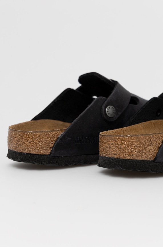 Birkenstock klapki skórzane Boston czarny 59463