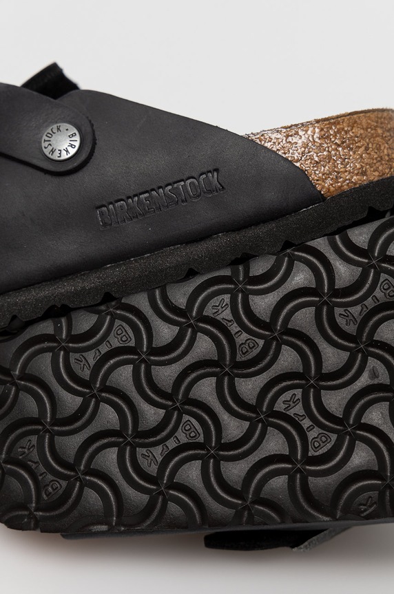 Birkenstock klapki skórzane Boston 59463 czarny