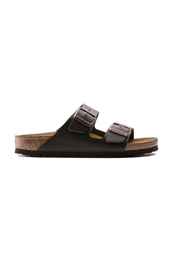 Δερμάτινες παντόφλες Birkenstock Arizona φλατ καφέ 51103