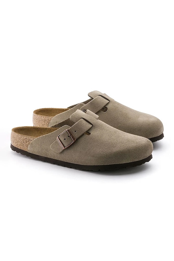 Взуття Замшеві шльопанці Birkenstock Boston 560773 бежевий
