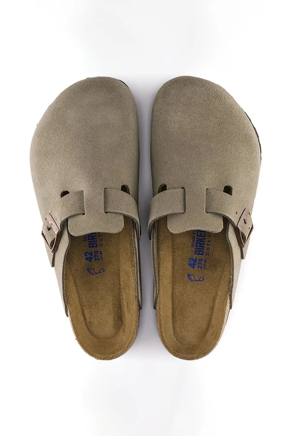 Замшеві шльопанці Birkenstock Boston 560773 бежевий