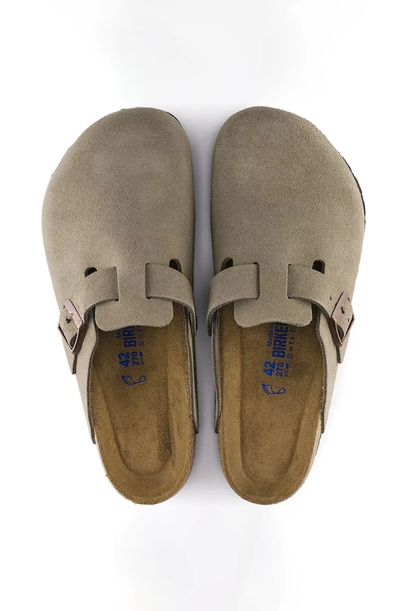 Замшеві шльопанці Birkenstock Boston 560773 бежевий