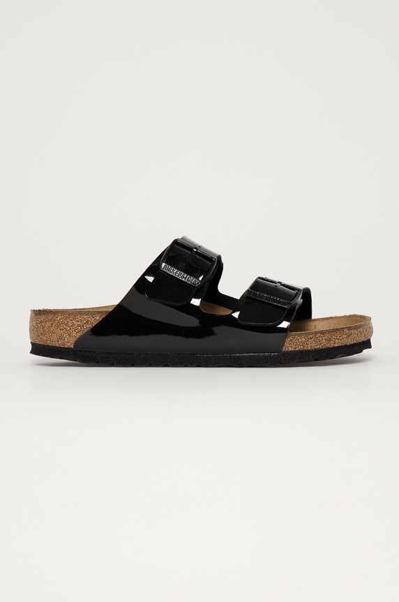 Birkenstock papucs Arizona műszálas lakkbőr fekete 1005291