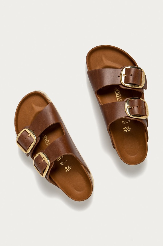 Birkenstock klapki skórzane Arizona Big Buckle 1011072 brązowy SS21