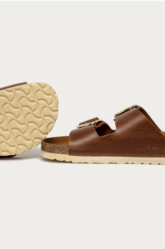 Obuwie Birkenstock klapki skórzane Arizona Big Buckle 1011072 brązowy