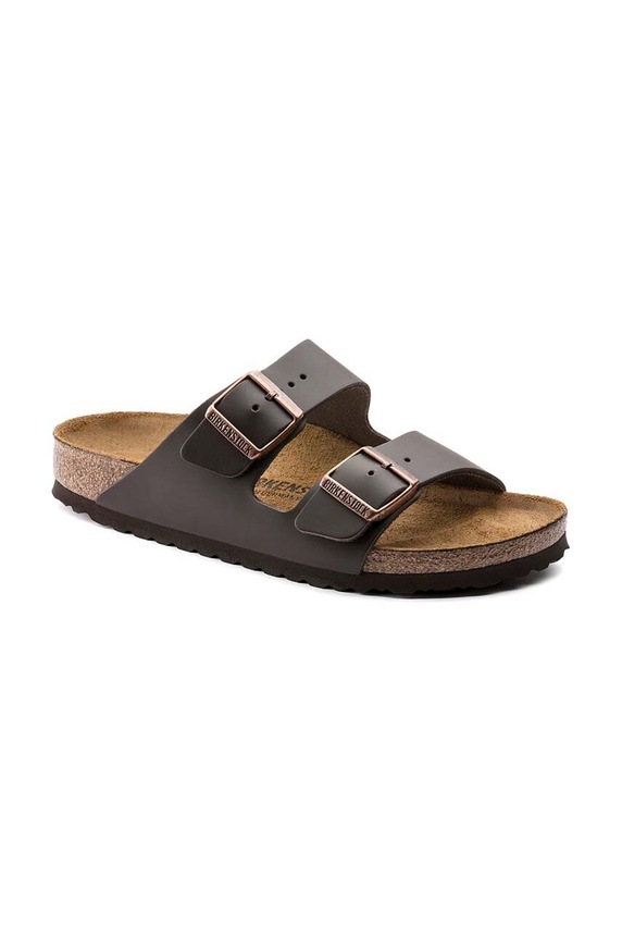 Birkenstock klapki skórzane Arizona 51101 brązowy AA00
