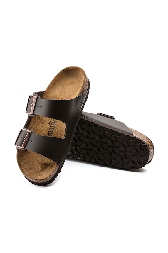 Birkenstock klapki skórzane Arizona 51101 brązowy
