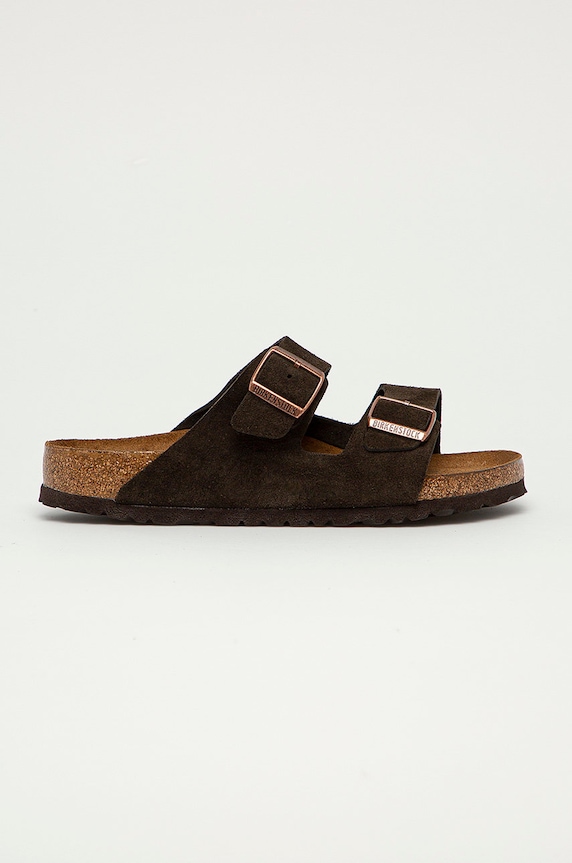 Birkenstock papuci din piele Arizona maro 951311