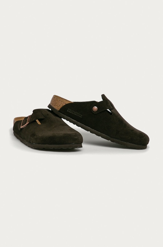 Birkenstock klapki zamszowe Boston 660461 brązowy AA00
